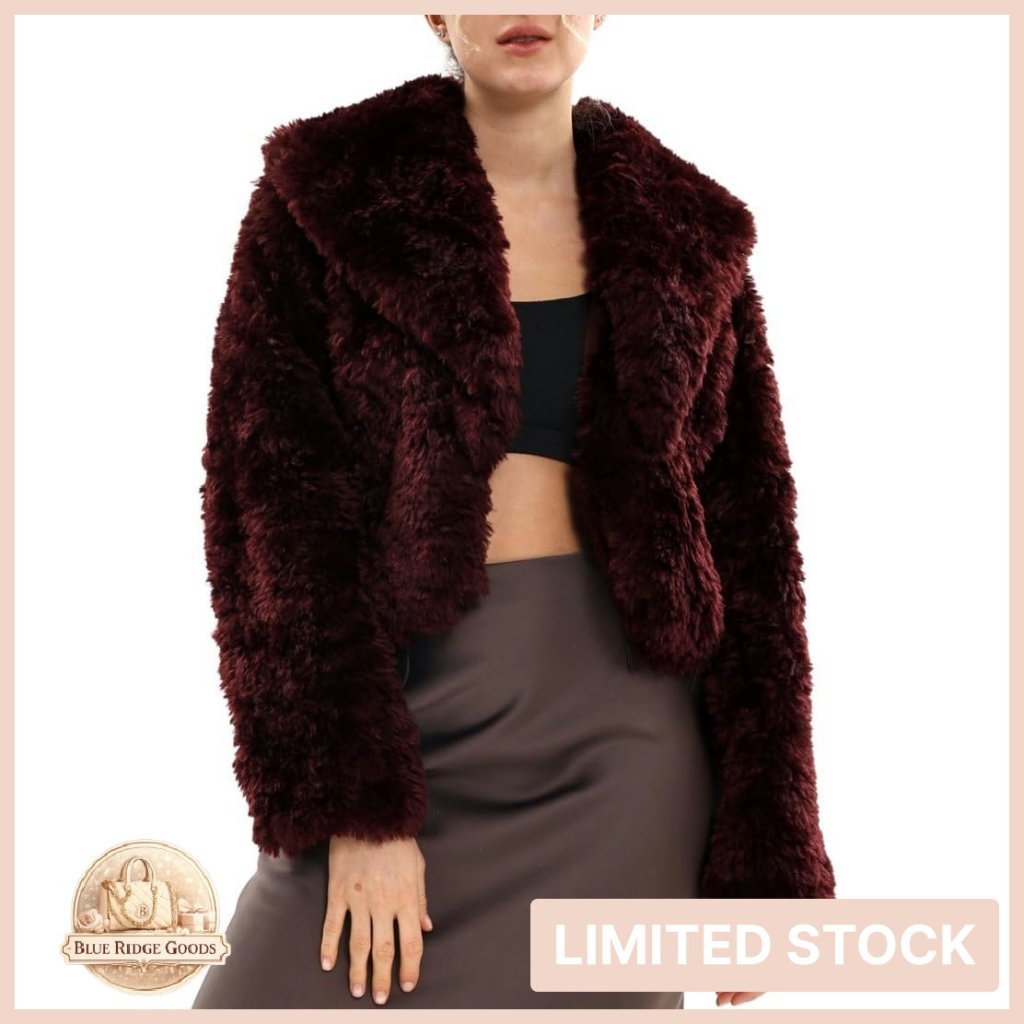 Faux Fur Crop Coat Open Front Lapel Chic Elegant Y2k Winter Jacket